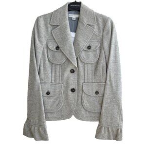 NWT Banana Republic Wool Blend Women Tweed Jacket Blazer Small Fits 2-4 Lt Grey